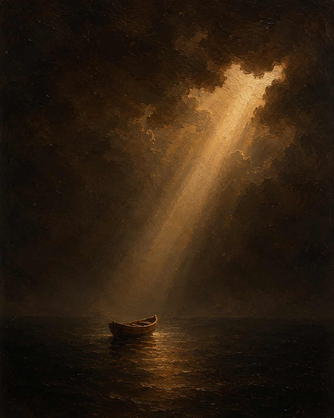 Threshold — a boat under a break in the cloud