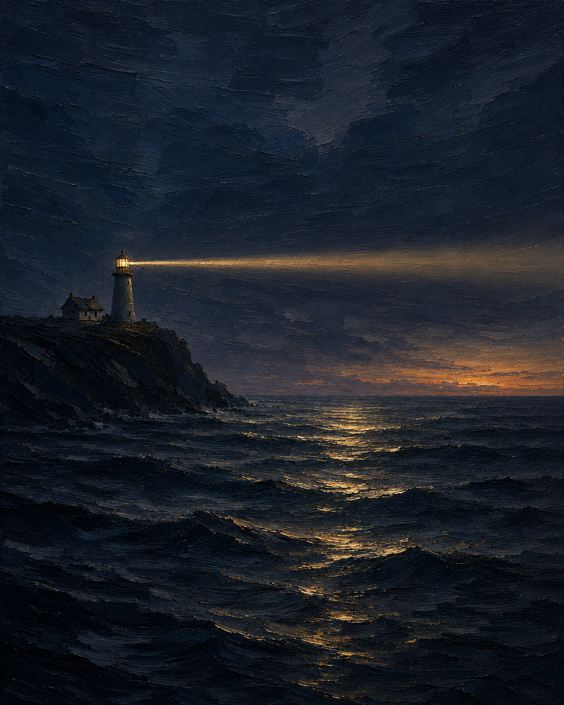 The Signal — a lighthouse beam across a dark sea