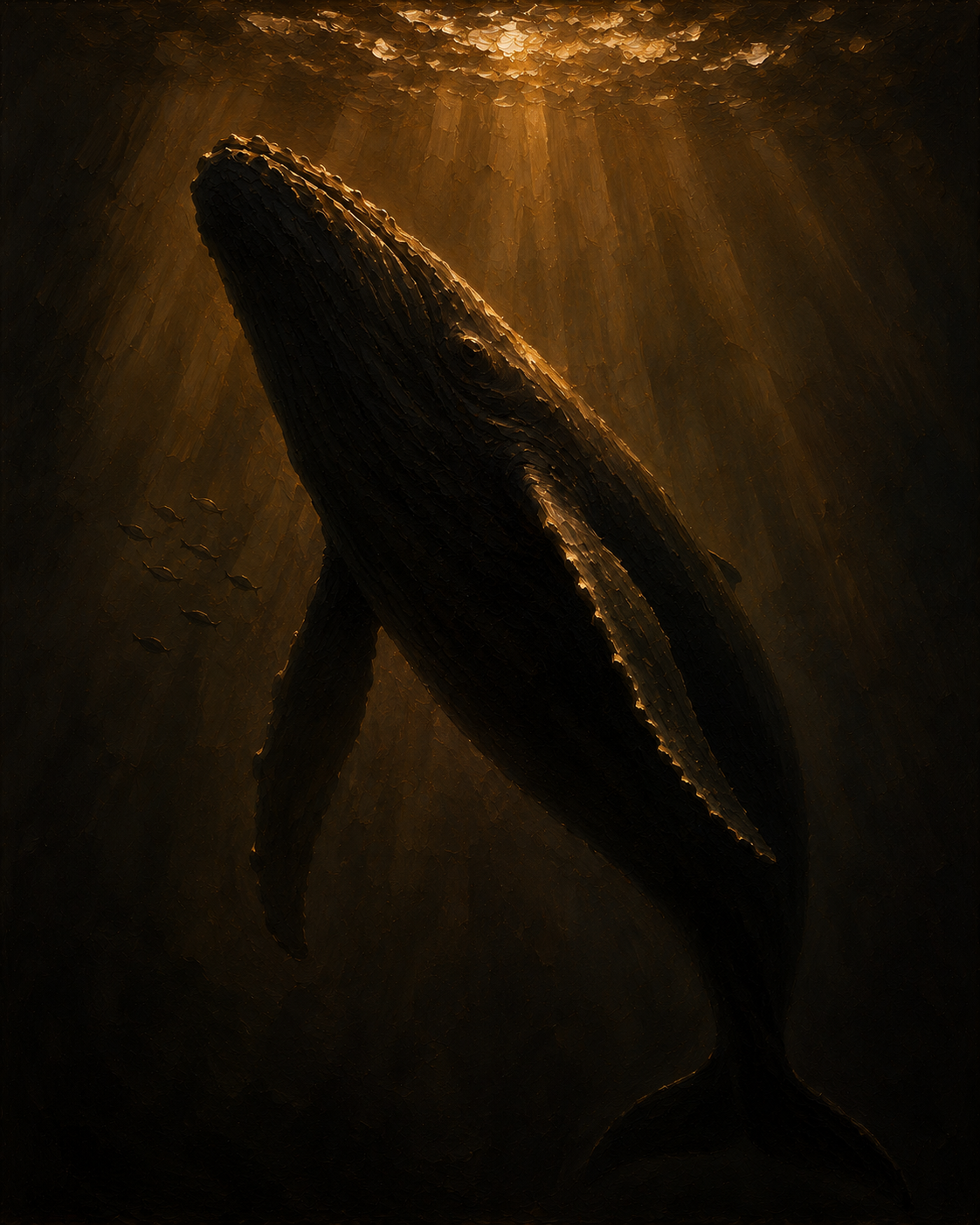The Deep — a whale rising toward the surface light